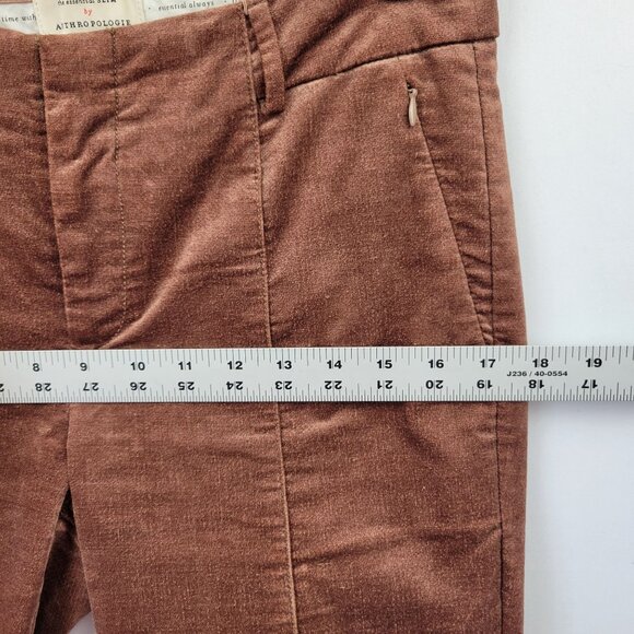 Anthropologie The Essential Slim Velvet Pants Bronze Brown Size 4 - Picture 8 of 14